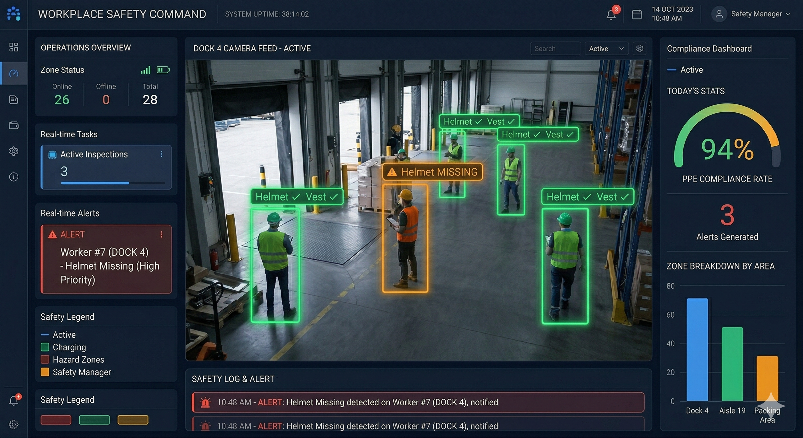Monitor de cumplimiento EPP con detección automática de casco y chaleco por cámara